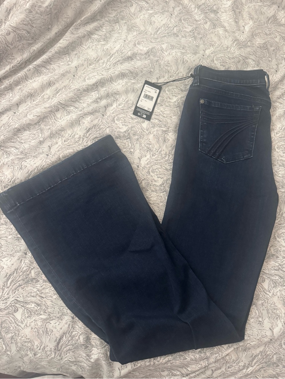 7 For All Mankind Dark Blue Wide-Leg Flare Jeans